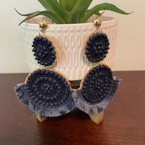 Navy beaded earrings